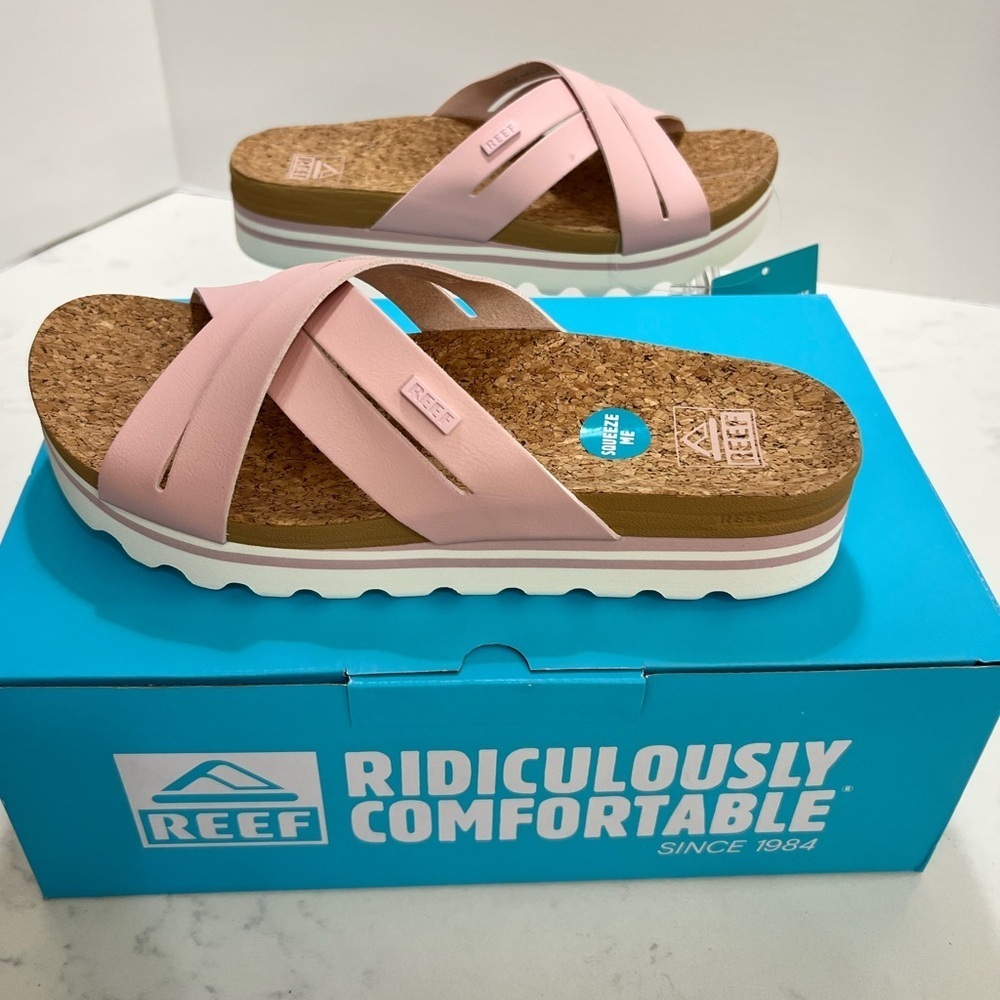 Reef Blush Pink Cork Slide Sandals - Picture 7 of 11